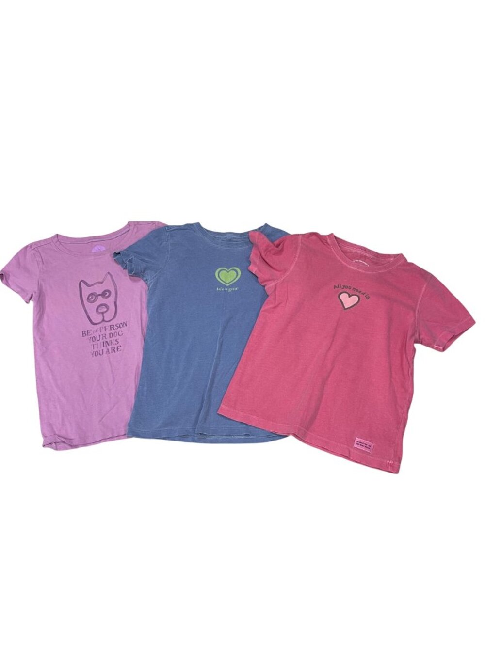 Life is Good Knit Graphic T-Shirt Lot of 3 Girls Size M(7-8) Short Sleeve Cotton